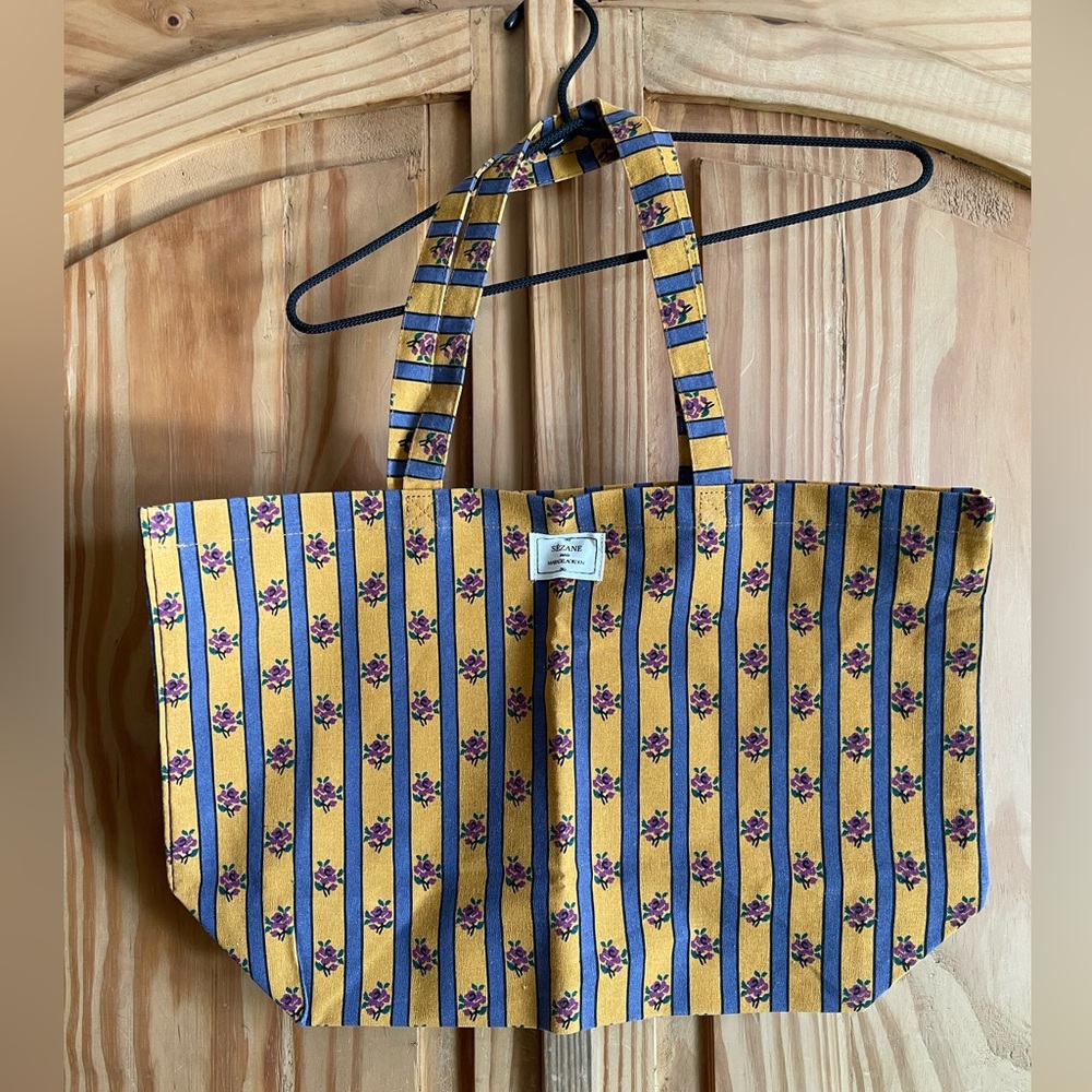 Sezane x MariaDelOrden Yellow and Blue Floral Tote NWT